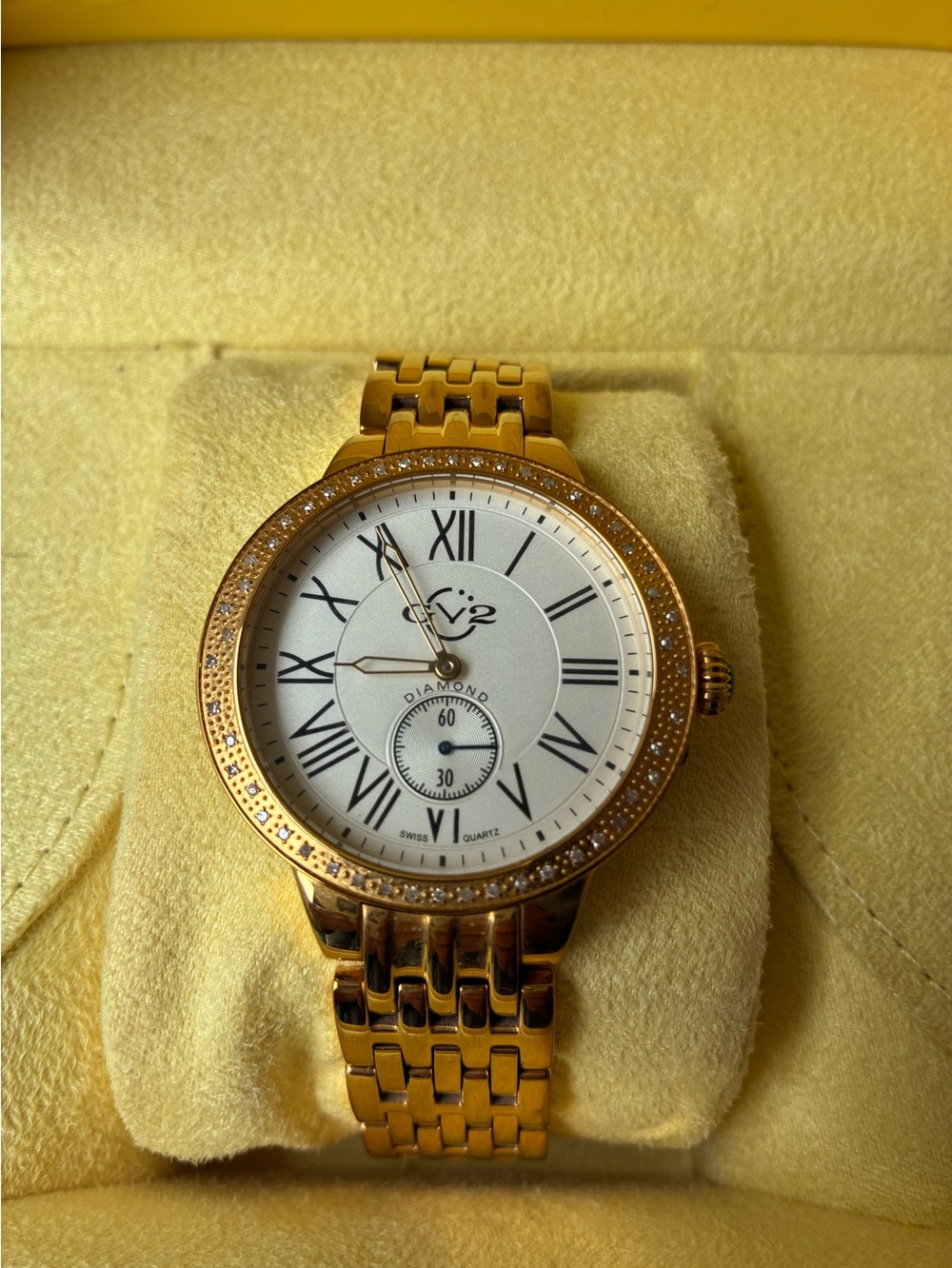Gv2 by Gevril Womens Astor 9109 Swiss Quartz White Dial Gold Tone Watch